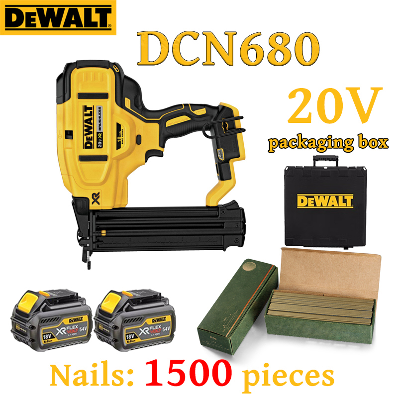 Pistola de clavos eléctrica sin escobillas DEWALT DCN680 + batería de litio de 20 V*2 (1500 clavos gratis)